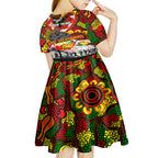 Personalised Panthers ANZAC Day Kid Short Sleeve Dress Aboriginal Rising Sun