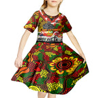 Personalised Panthers ANZAC Day Kid Short Sleeve Dress Aboriginal Rising Sun