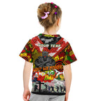 Personalised Panthers ANZAC Day Kid T Shirt Aboriginal Rising Sun