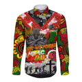 Personalised Panthers ANZAC Day Long Sleeve Button Shirt Aboriginal Rising Sun
