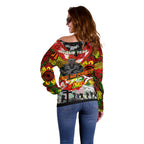 Personalised Panthers ANZAC Day Off Shoulder Sweater Aboriginal Rising Sun