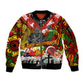 Personalised Panthers ANZAC Day Sleeve Zip Bomber Jacket Aboriginal Rising Sun