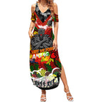 Personalised Panthers ANZAC Day Summer Maxi Dress Aboriginal Rising Sun