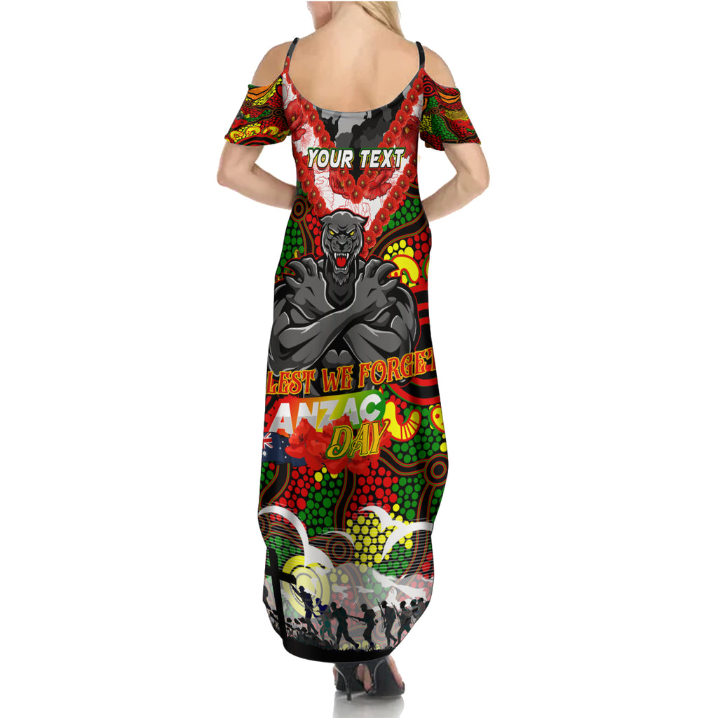 Personalised Panthers ANZAC Day Summer Maxi Dress Aboriginal Rising Sun