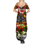 Personalised Panthers ANZAC Day Summer Maxi Dress Aboriginal Rising Sun