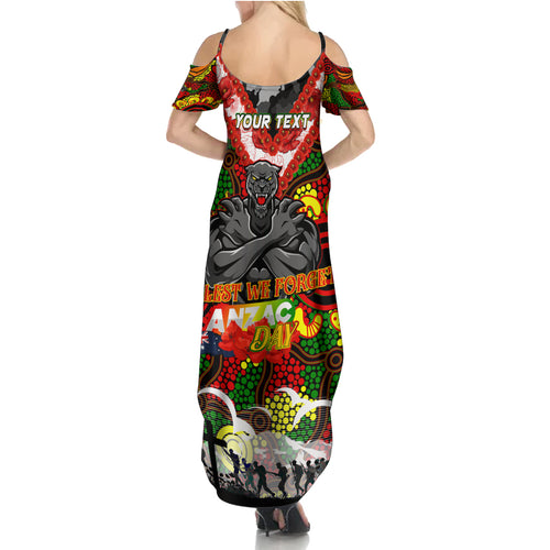 Personalised Panthers ANZAC Day Summer Maxi Dress Aboriginal Rising Sun
