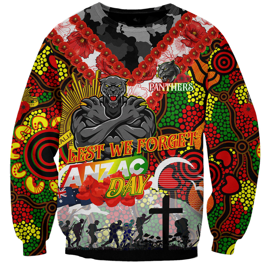 Personalised Panthers ANZAC Day Sweatshirt Aboriginal Rising Sun