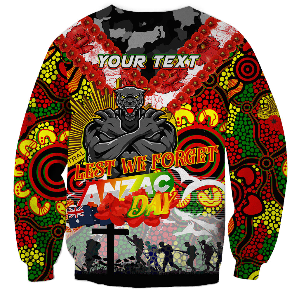 Personalised Panthers ANZAC Day Sweatshirt Aboriginal Rising Sun