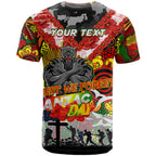 Personalised Panthers ANZAC Day T Shirt Aboriginal Rising Sun