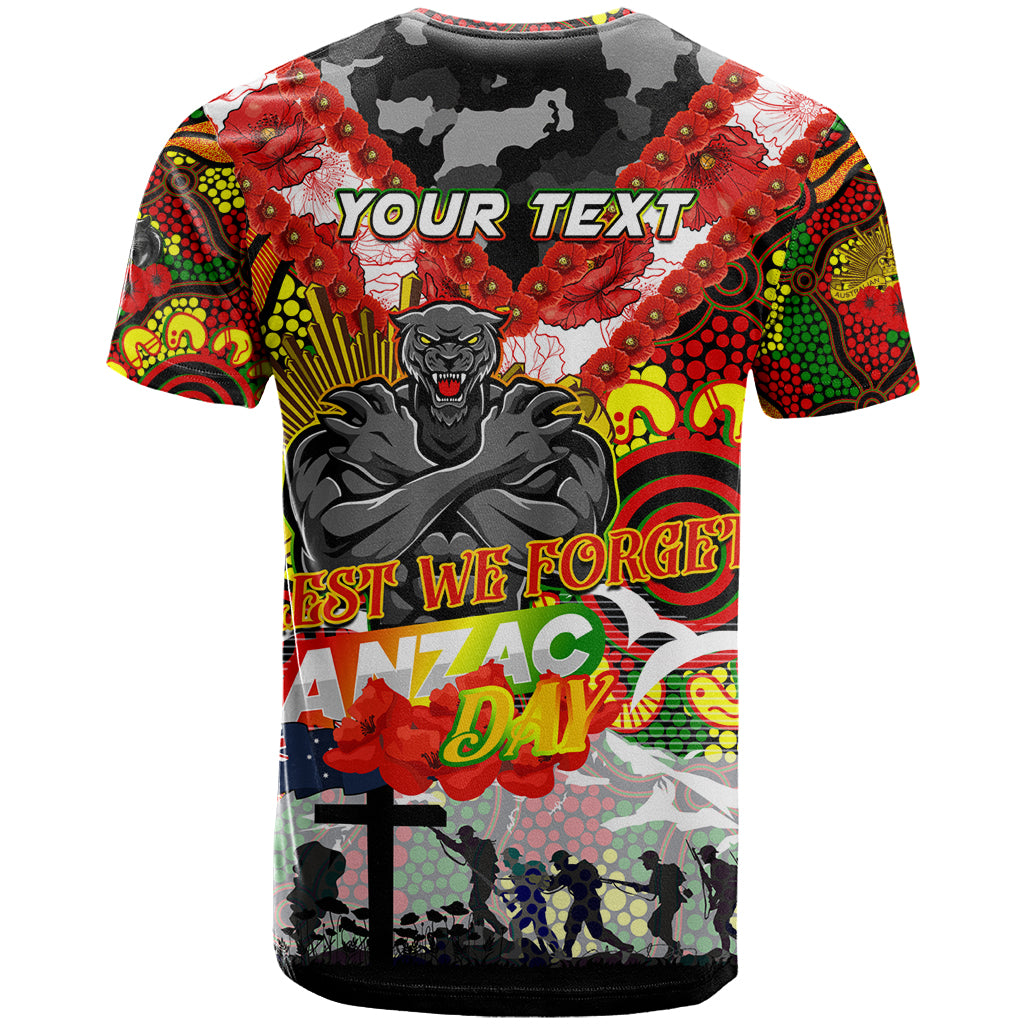 Personalised Panthers ANZAC Day T Shirt Aboriginal Rising Sun