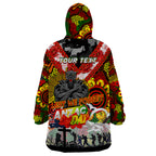 Personalised Panthers ANZAC Day Wearable Blanket Hoodie Aboriginal Rising Sun