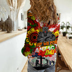 Personalised Panthers ANZAC Day Women Casual Shirt Aboriginal Rising Sun