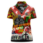 Personalised Panthers ANZAC Day Women Polo Shirt Aboriginal Rising Sun