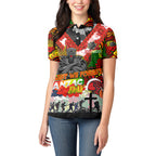 Personalised Panthers ANZAC Day Women Polo Shirt Aboriginal Rising Sun