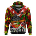 Personalised Panthers ANZAC Day Zip Hoodie Aboriginal Rising Sun