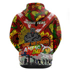 Personalised Panthers ANZAC Day Zip Hoodie Aboriginal Rising Sun