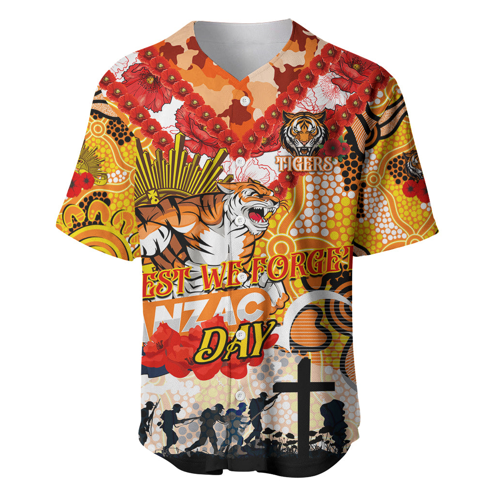 Personalised Tigers ANZAC Day Baseball Jersey Aboriginal Rising Sun