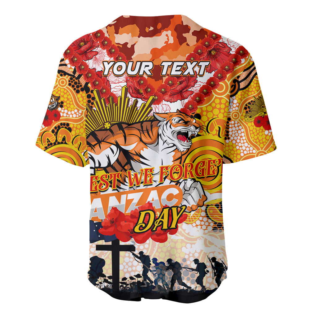 Personalised Tigers ANZAC Day Baseball Jersey Aboriginal Rising Sun