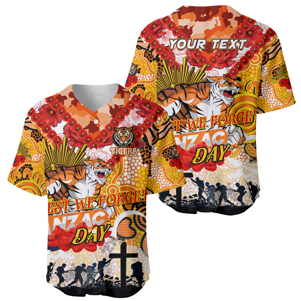 Personalised Tigers ANZAC Day Baseball Jersey Aboriginal Rising Sun