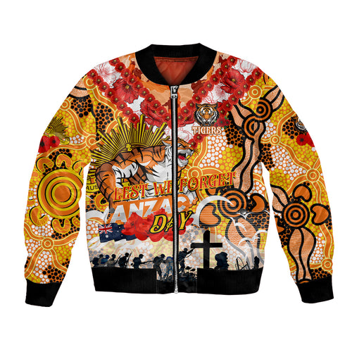 Personalised Tigers ANZAC Day Bomber Jacket Aboriginal Rising Sun