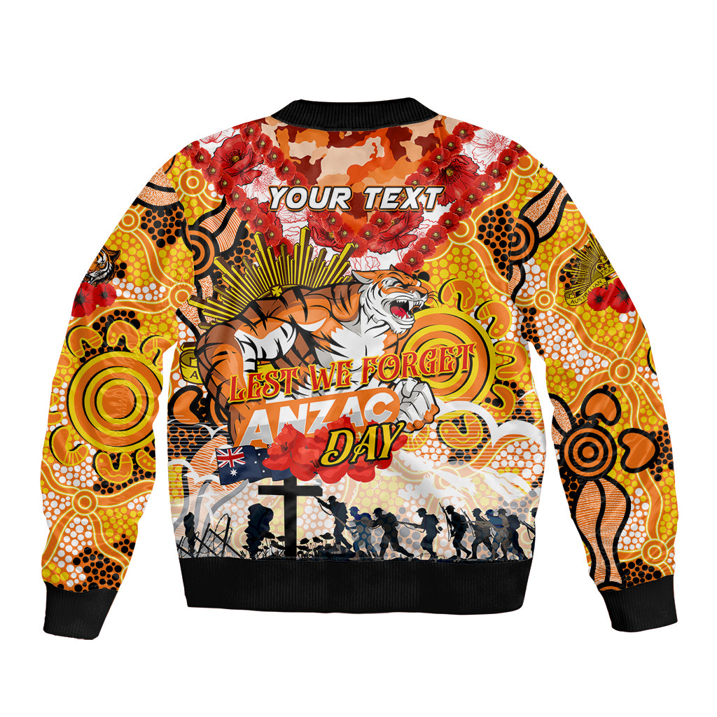 Personalised Tigers ANZAC Day Bomber Jacket Aboriginal Rising Sun