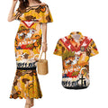 Personalised Tigers ANZAC Day Couples Matching Mermaid Dress and Hawaiian Shirt Aboriginal Rising Sun