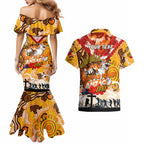 Personalised Tigers ANZAC Day Couples Matching Mermaid Dress and Hawaiian Shirt Aboriginal Rising Sun