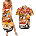 Personalised Tigers ANZAC Day Couples Matching Summer Maxi Dress and Hawaiian Shirt Aboriginal Rising Sun