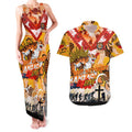 Personalised Tigers ANZAC Day Couples Matching Tank Maxi Dress and Hawaiian Shirt Aboriginal Rising Sun