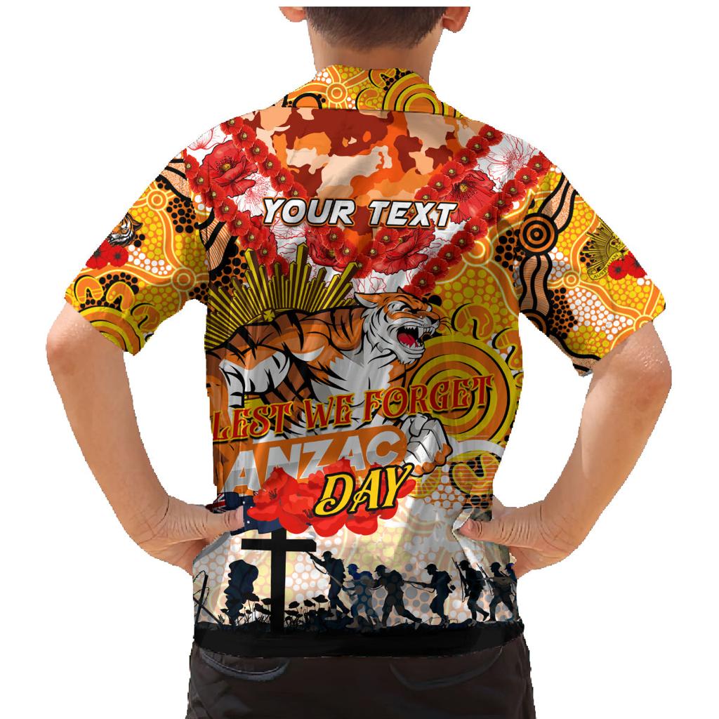 Personalised Tigers ANZAC Day Family Matching Mermaid Dress and Hawaiian Shirt Aboriginal Rising Sun
