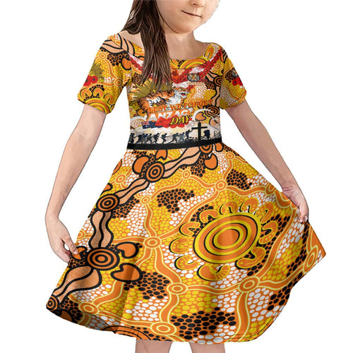 Personalised Tigers ANZAC Day Family Matching Mermaid Dress and Hawaiian Shirt Aboriginal Rising Sun