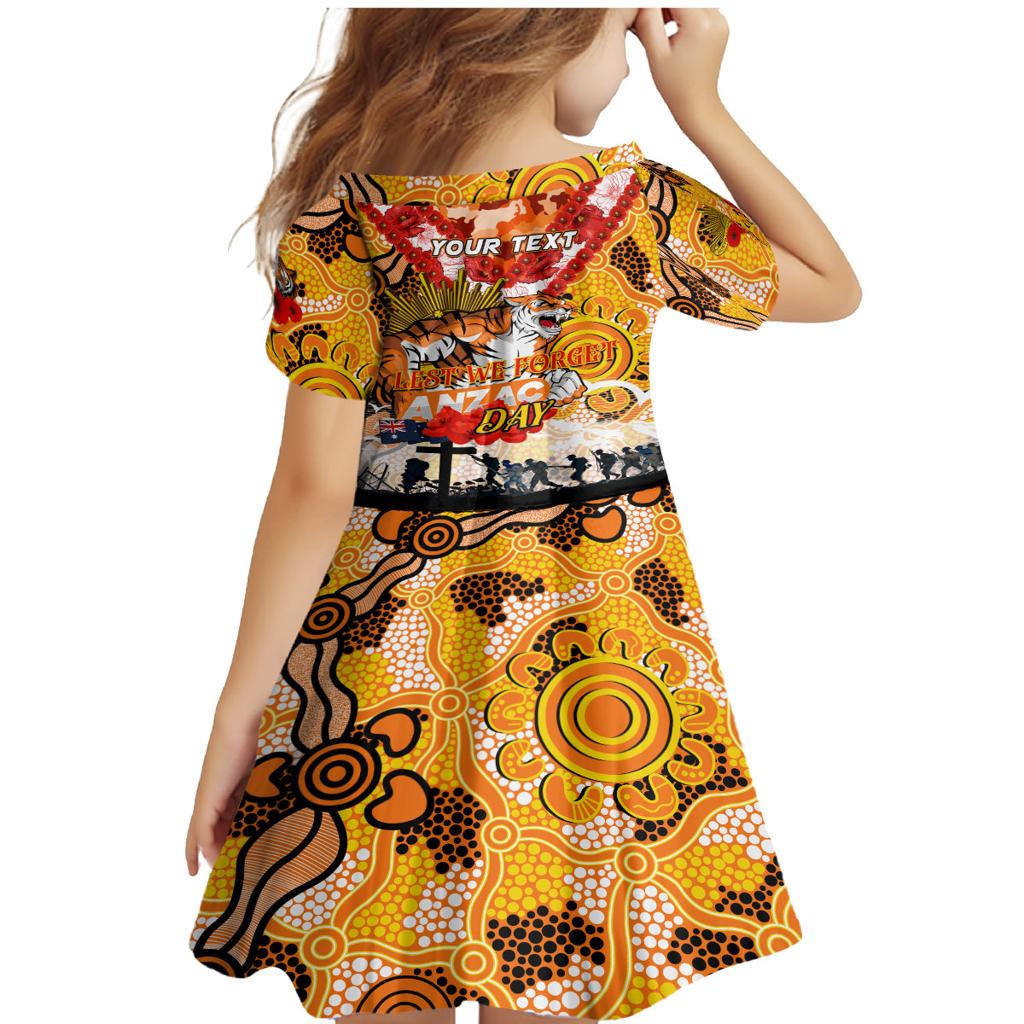 Personalised Tigers ANZAC Day Family Matching Mermaid Dress and Hawaiian Shirt Aboriginal Rising Sun