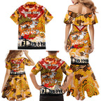 Personalised Tigers ANZAC Day Family Matching Mermaid Dress and Hawaiian Shirt Aboriginal Rising Sun