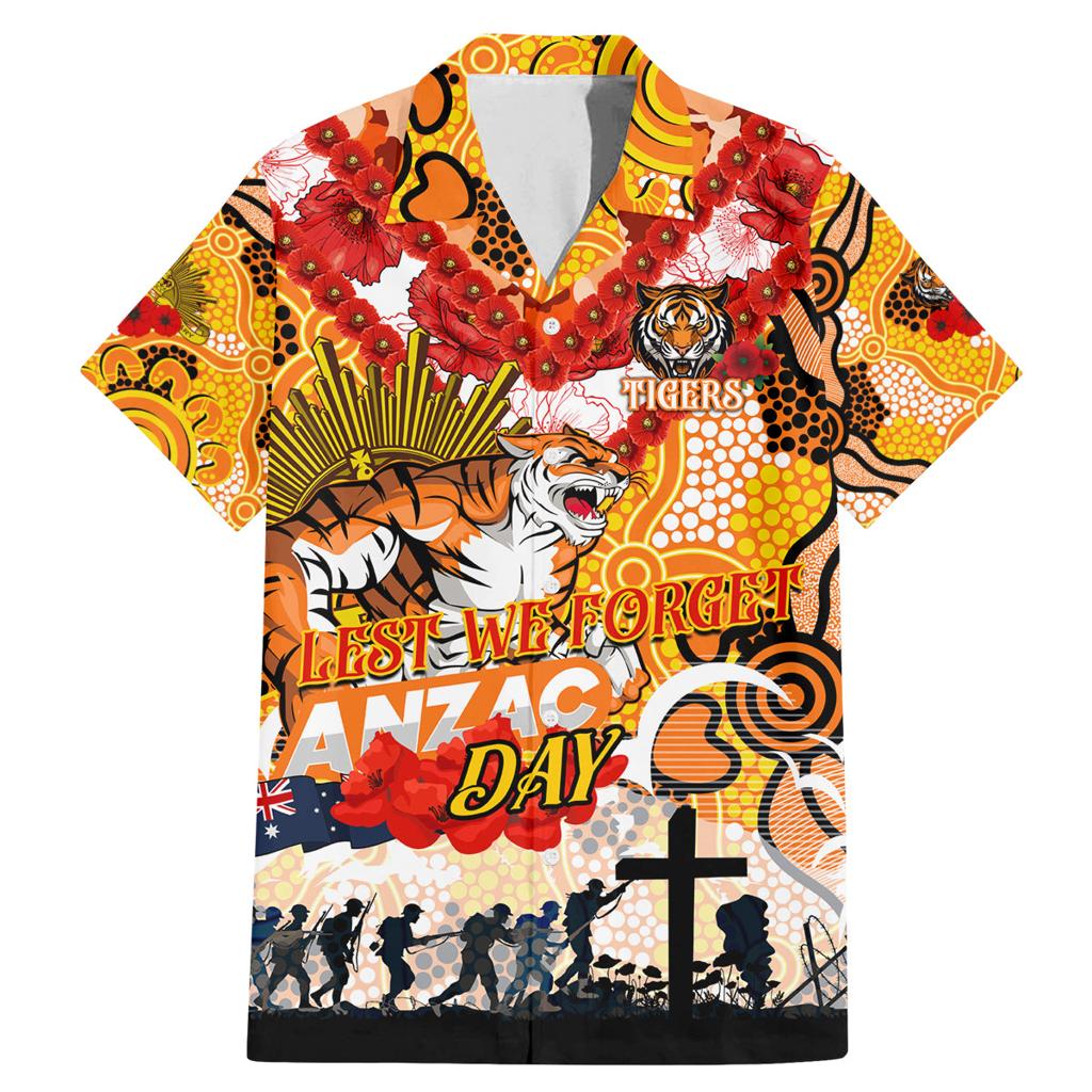 Personalised Tigers ANZAC Day Family Matching Mermaid Dress and Hawaiian Shirt Aboriginal Rising Sun