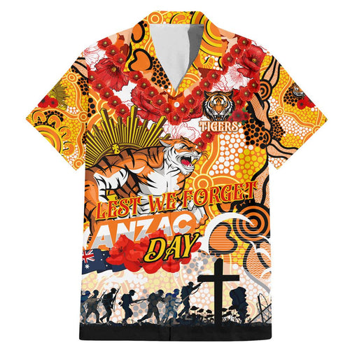 Personalised Tigers ANZAC Day Family Matching Mermaid Dress and Hawaiian Shirt Aboriginal Rising Sun