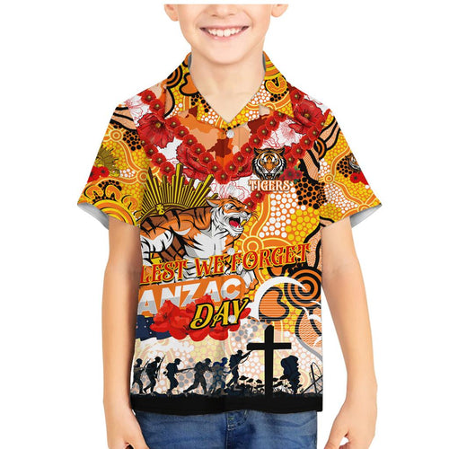 Personalised Tigers ANZAC Day Family Matching Mermaid Dress and Hawaiian Shirt Aboriginal Rising Sun