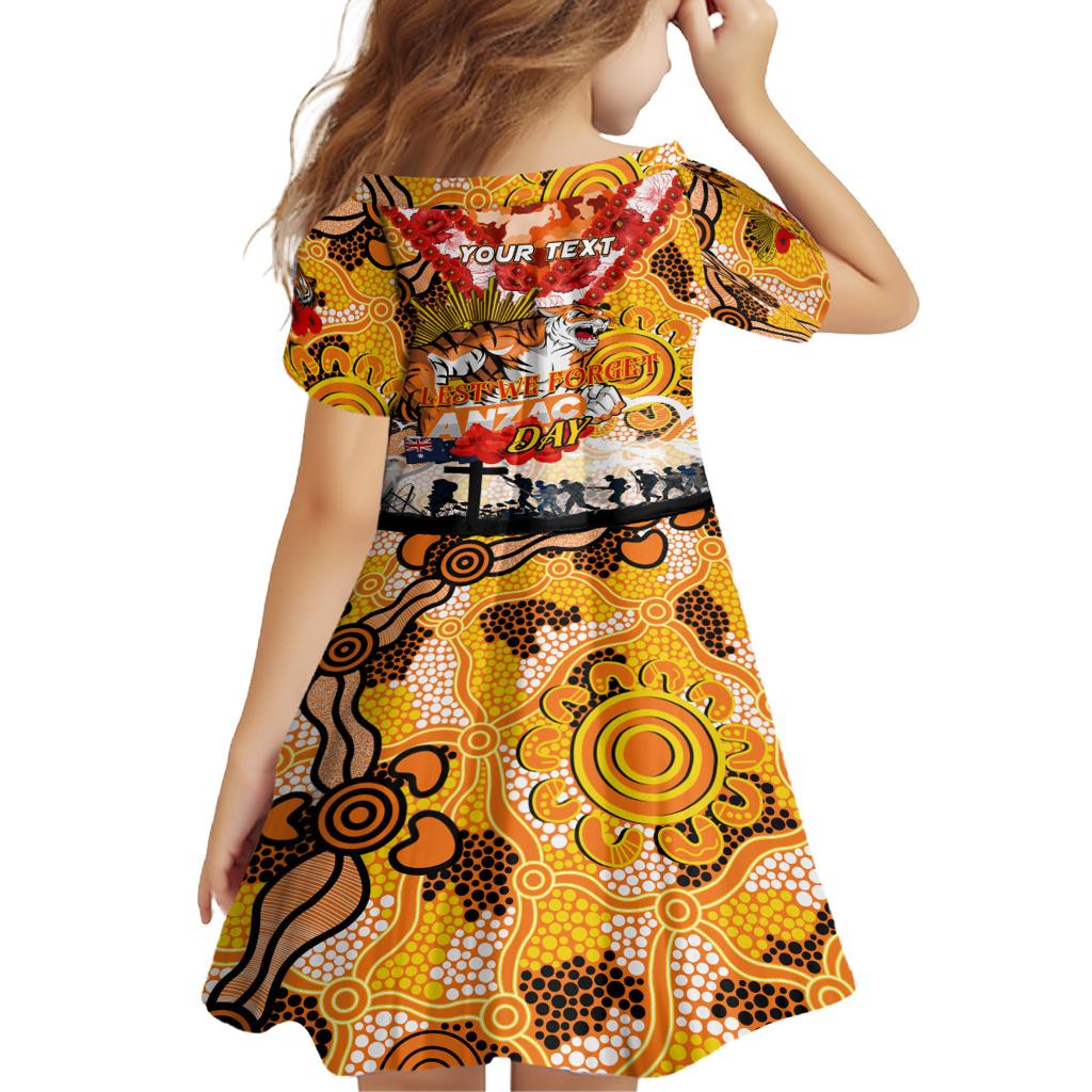 Personalised Tigers ANZAC Day Family Matching Off Shoulder Maxi Dress and Hawaiian Shirt Aboriginal Rising Sun
