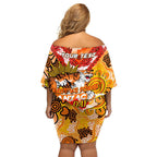 Personalised Tigers ANZAC Day Family Matching Off Shoulder Short Dress and Hawaiian Shirt Aboriginal Rising Sun