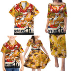 Personalised Tigers ANZAC Day Family Matching Puletasi and Hawaiian Shirt Aboriginal Rising Sun