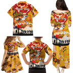 Personalised Tigers ANZAC Day Family Matching Puletasi and Hawaiian Shirt Aboriginal Rising Sun