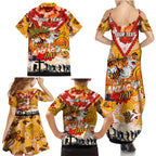 Personalised Tigers ANZAC Day Family Matching Summer Maxi Dress and Hawaiian Shirt Aboriginal Rising Sun