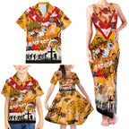 Personalised Tigers ANZAC Day Family Matching Tank Maxi Dress and Hawaiian Shirt Aboriginal Rising Sun