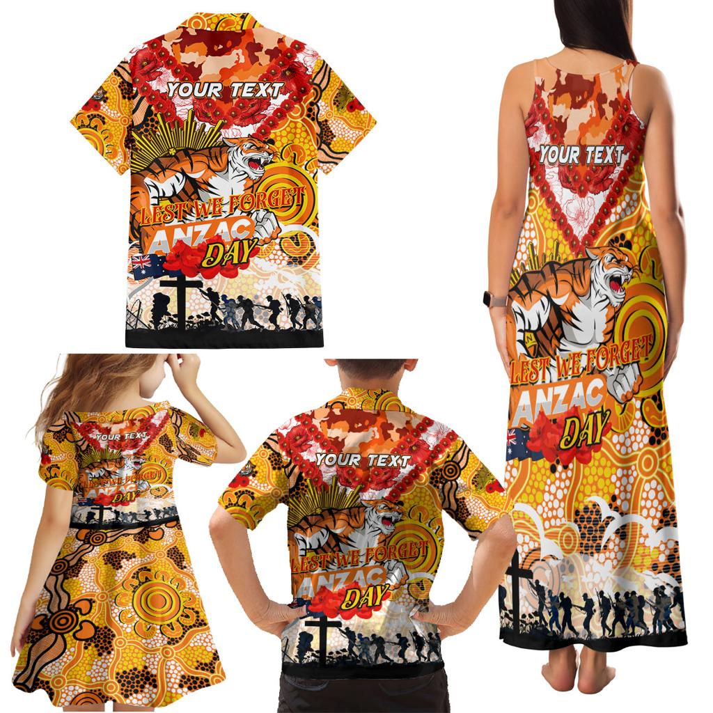 Personalised Tigers ANZAC Day Family Matching Tank Maxi Dress and Hawaiian Shirt Aboriginal Rising Sun