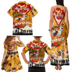 Personalised Tigers ANZAC Day Family Matching Tank Maxi Dress and Hawaiian Shirt Aboriginal Rising Sun