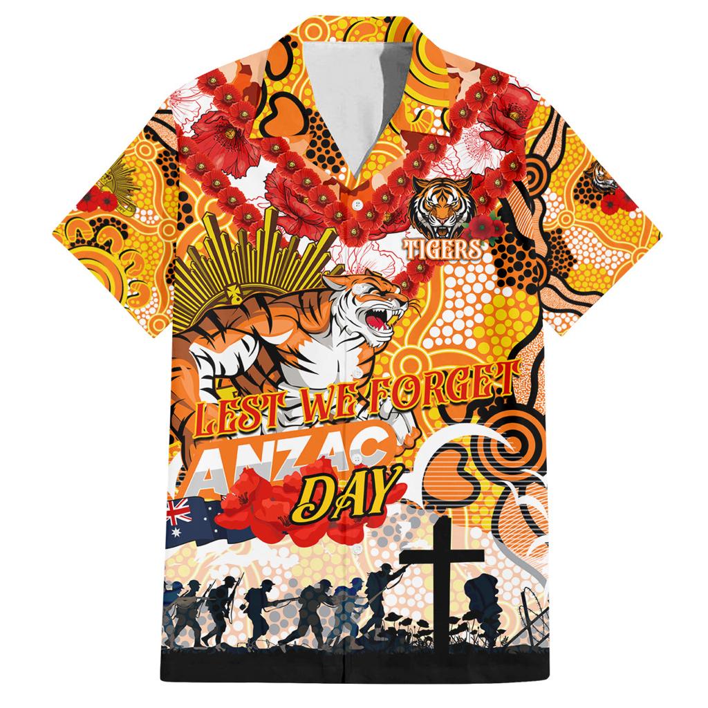Personalised Tigers ANZAC Day Family Matching Tank Maxi Dress and Hawaiian Shirt Aboriginal Rising Sun