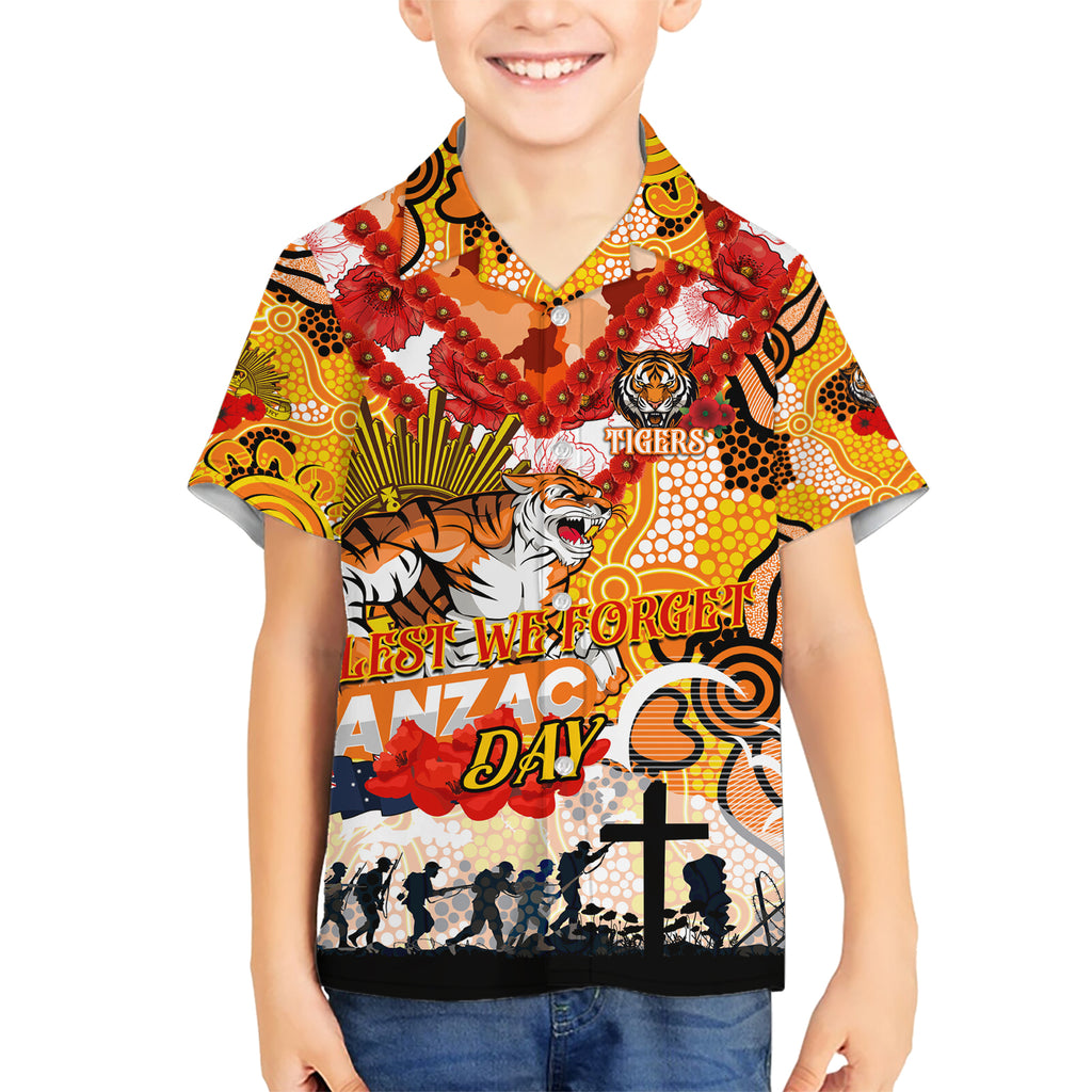 Personalised Tigers ANZAC Day Hawaiian Shirt Aboriginal Rising Sun