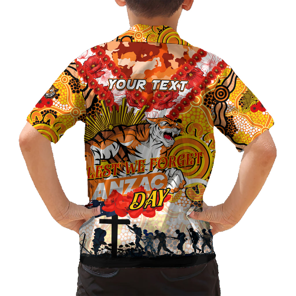 Personalised Tigers ANZAC Day Hawaiian Shirt Aboriginal Rising Sun