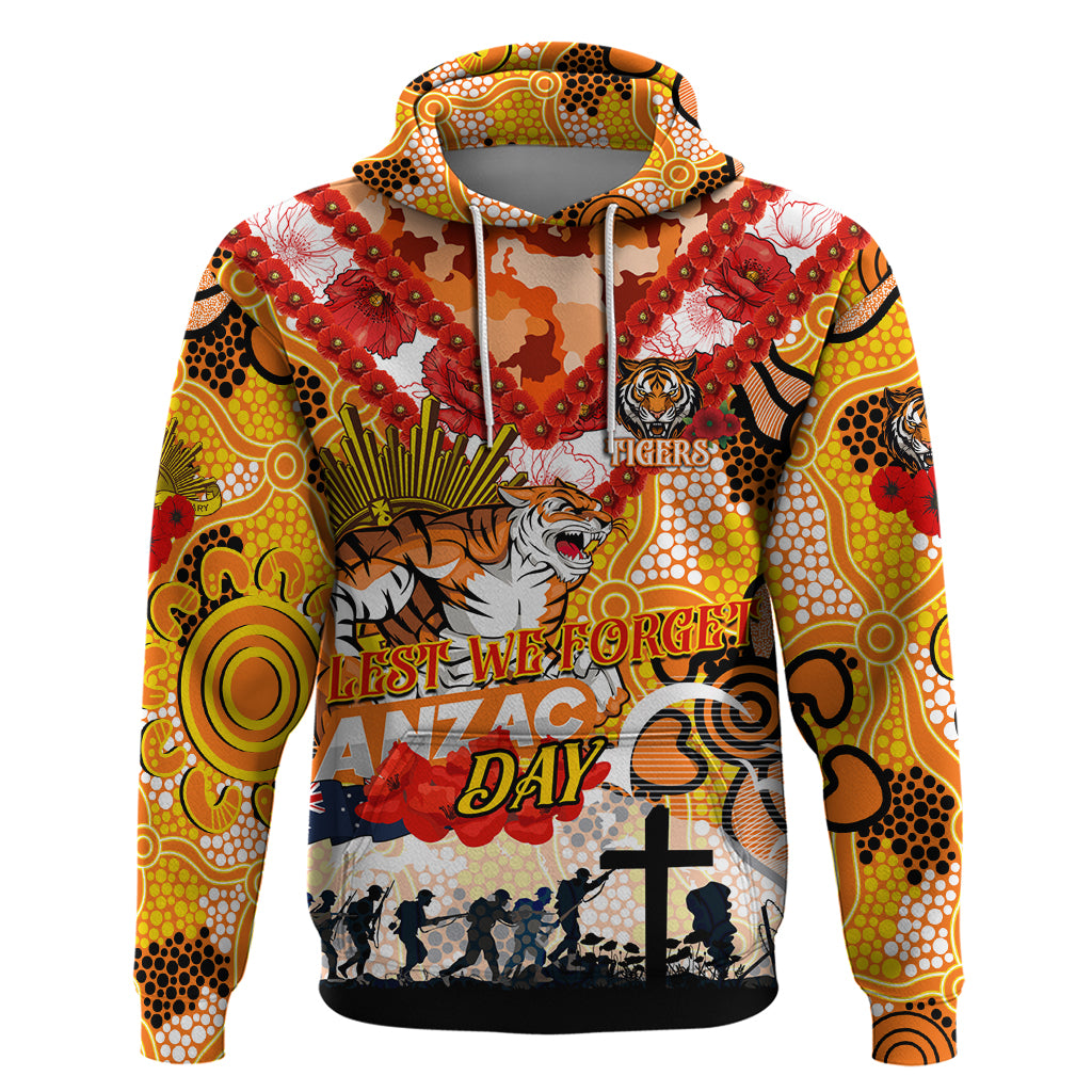 Personalised Tigers ANZAC Day Hoodie Aboriginal Rising Sun