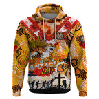 Personalised Tigers ANZAC Day Hoodie Aboriginal Rising Sun