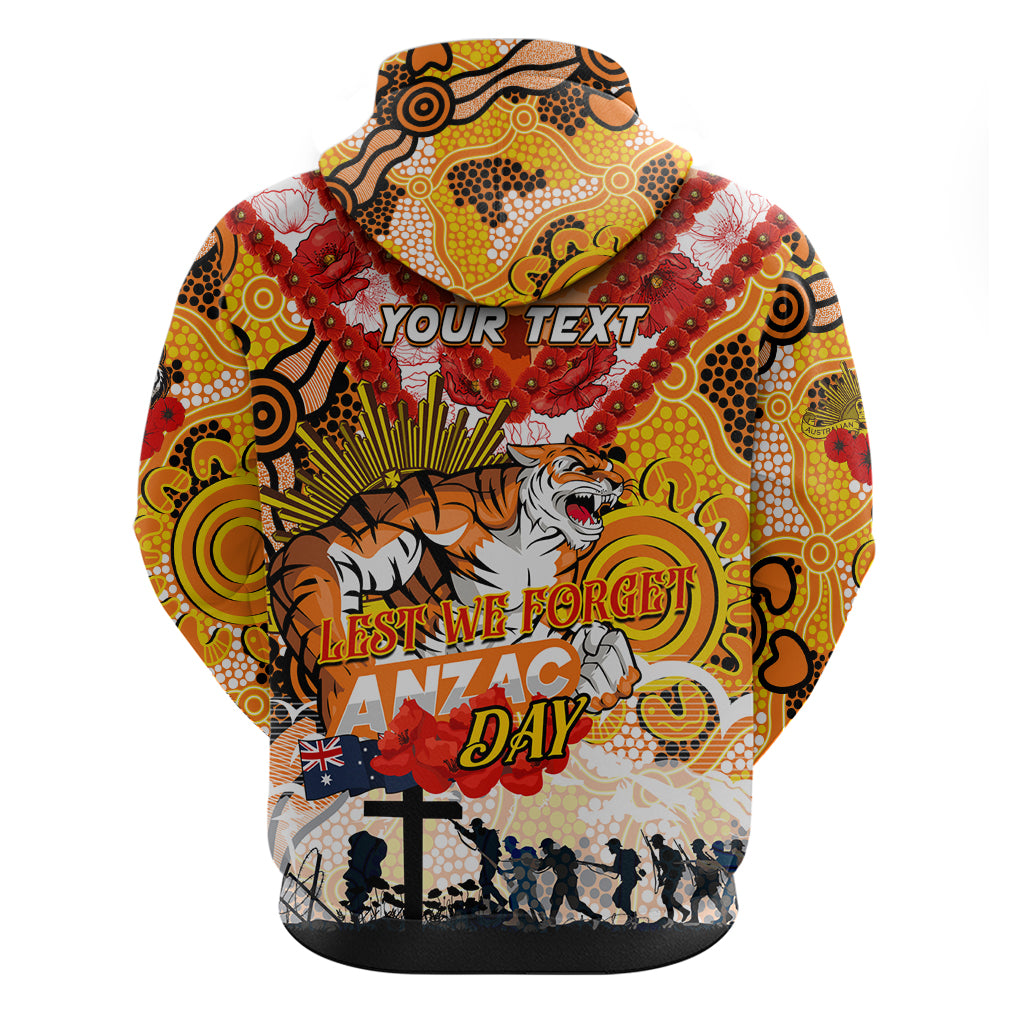 Personalised Tigers ANZAC Day Hoodie Aboriginal Rising Sun